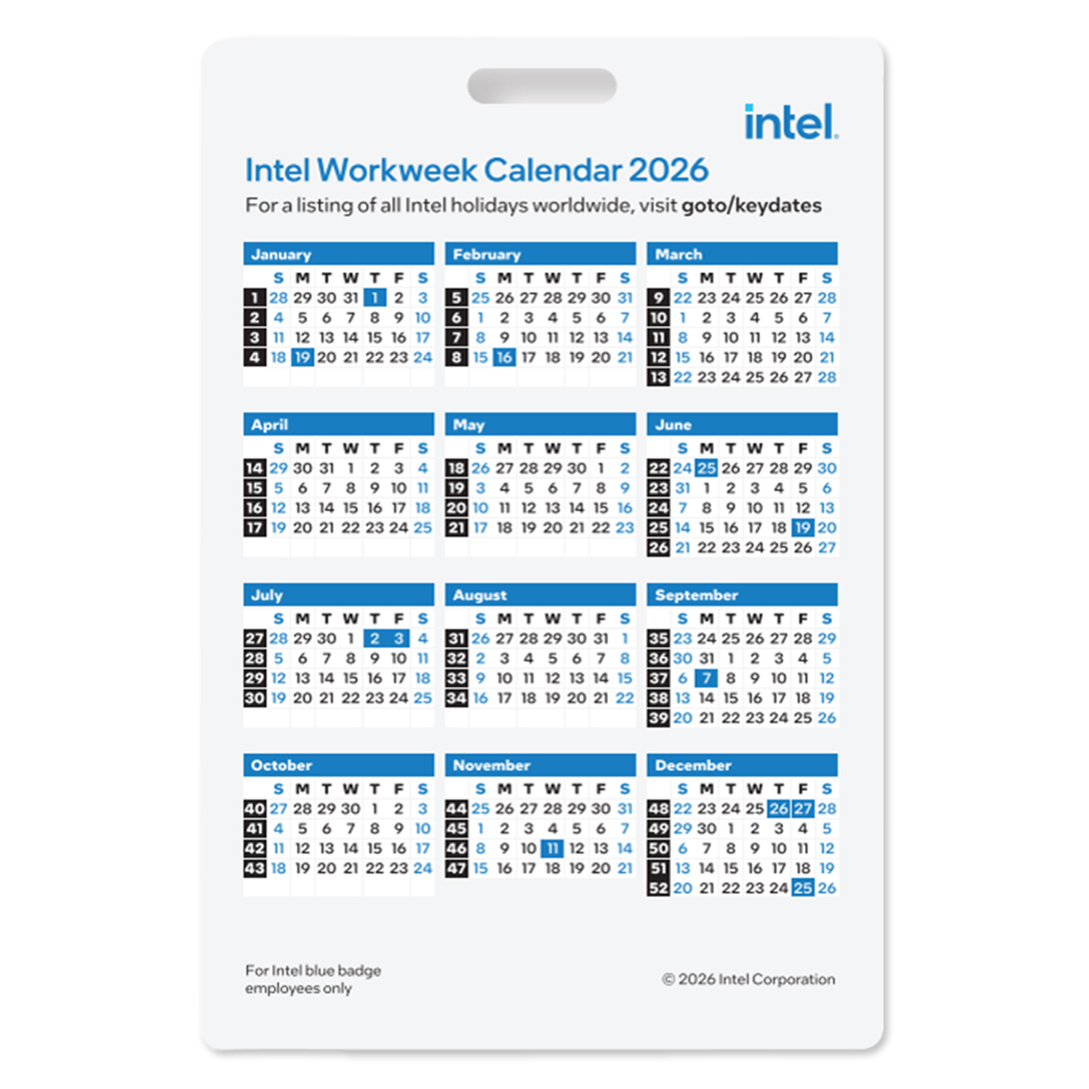 Intel 2026 Calendar Badge
